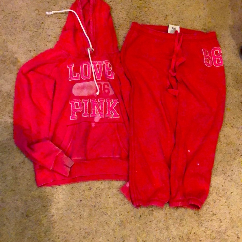 Distressed Victoria’s Secret PINK sweatshirt size S and sweatpants size S
